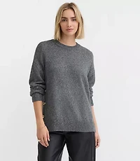 Petite Marled Side Button Tunic Sweater