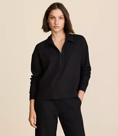 Petite Lou & Grey Upstate Waffle Half Zip Top