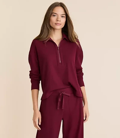 Petite Lou & Grey Upstate Waffle Half Zip Top