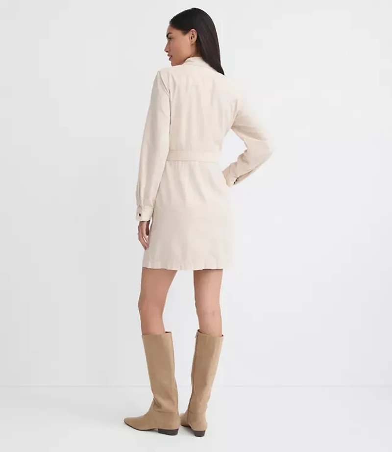 Petite Corduroy Mini Pocket Shirtdress