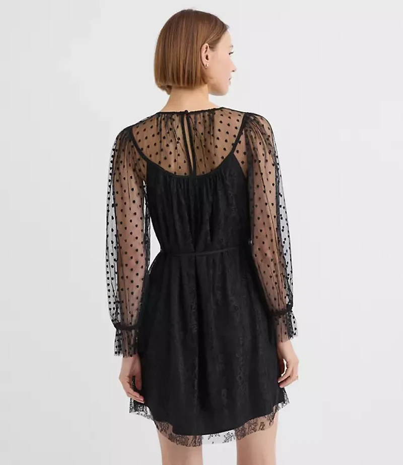 Dotted Chantilly Lace Mini Dress
