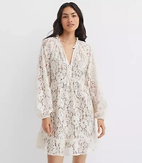 Petite Floral Lace Flounce Mini Dress
