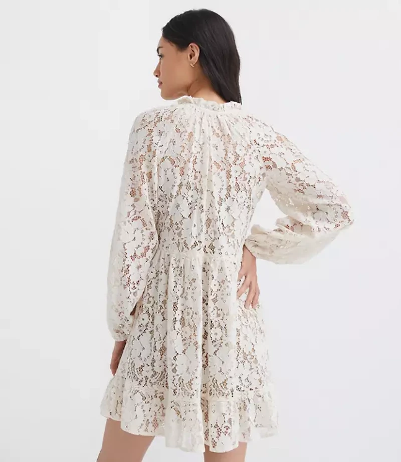 Petite Floral Lace Flounce Mini Dress