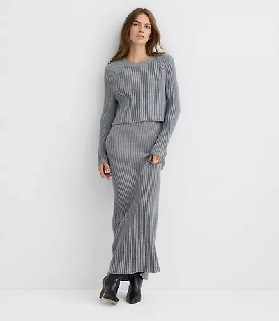 Petite Ribbed Maxi Sweater Dress Set