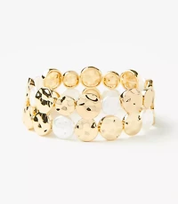 Pearlized Hammered Circle Stretch Bracelet