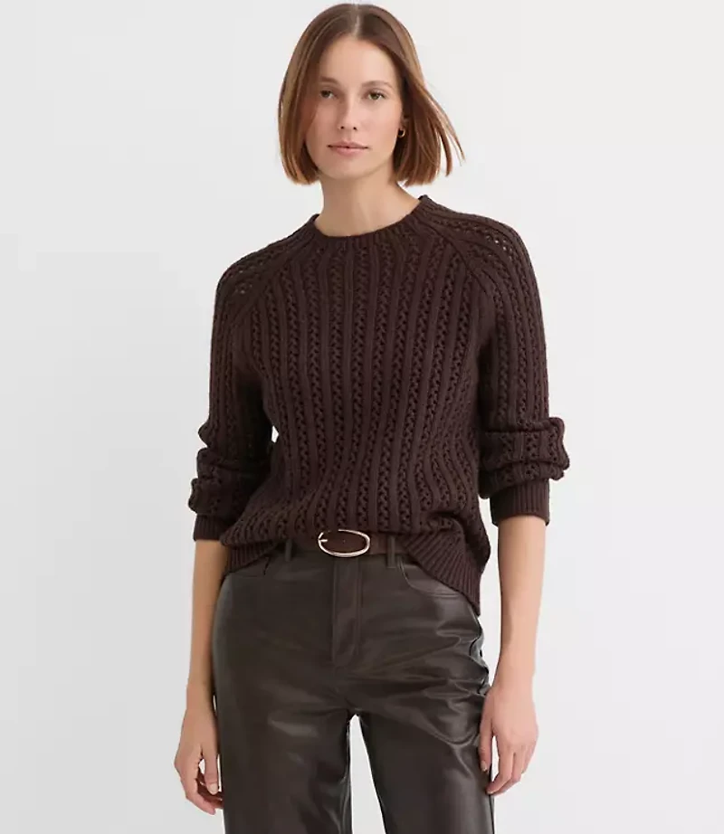 Petite Stitchy Raglan Mock Neck Sweater