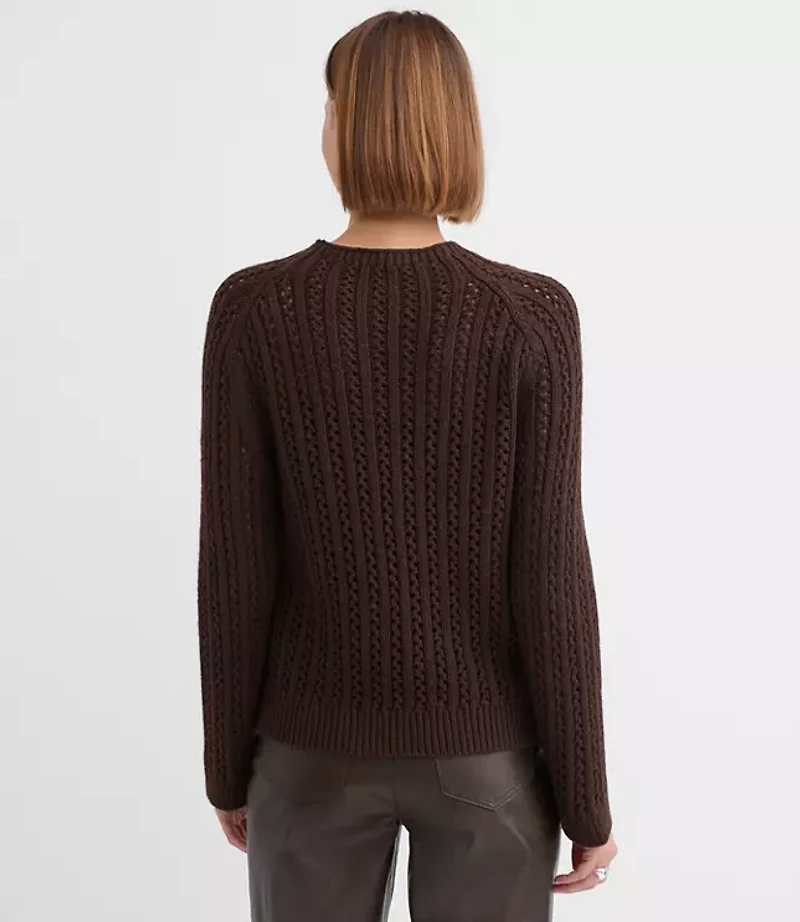 Petite Stitchy Raglan Mock Neck Sweater