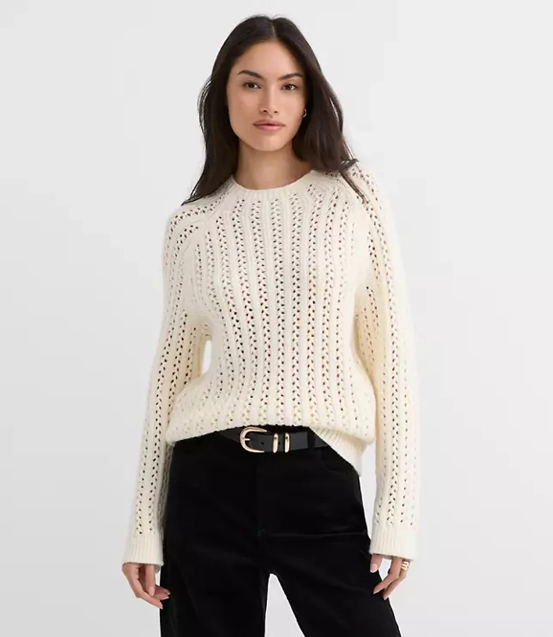 Petite Stitchy Raglan Sweater