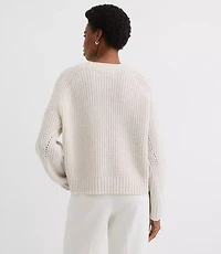 Sequin Pointelle Ribbed Relaxed Sweater