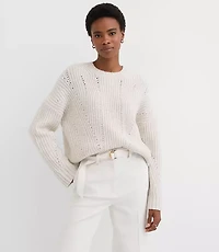 Sequin Pointelle Ribbed Relaxed Sweater