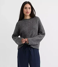 Sequin Pointelle Ribbed Relaxed Sweater
