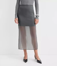 Sheer Overlay Midi Skirt