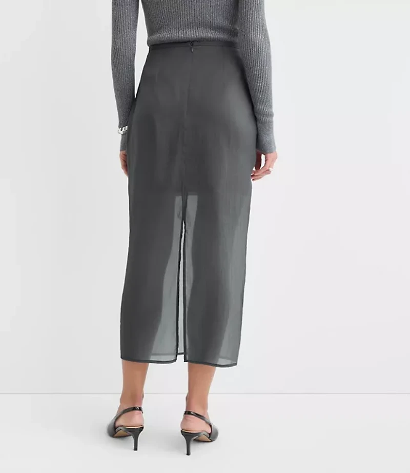 Sheer Overlay Midi Skirt