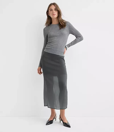 Sheer Overlay Midi Skirt