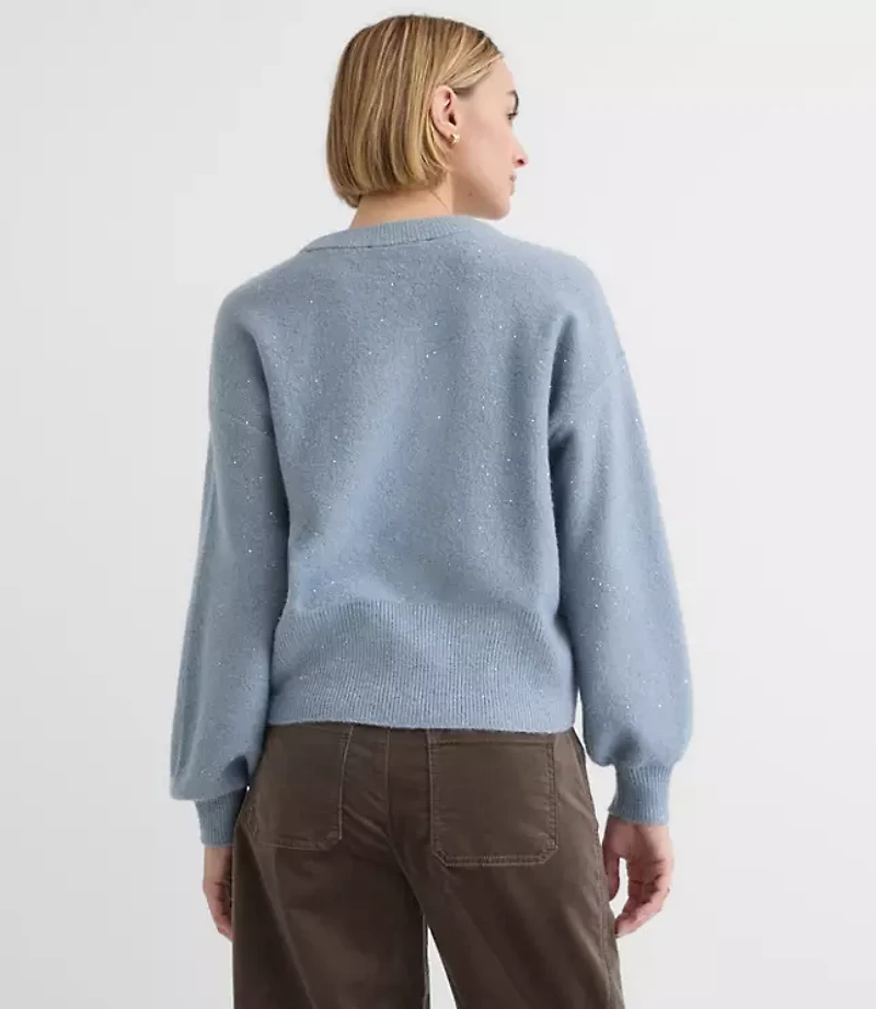 Floral Sequin Blouson Sweater