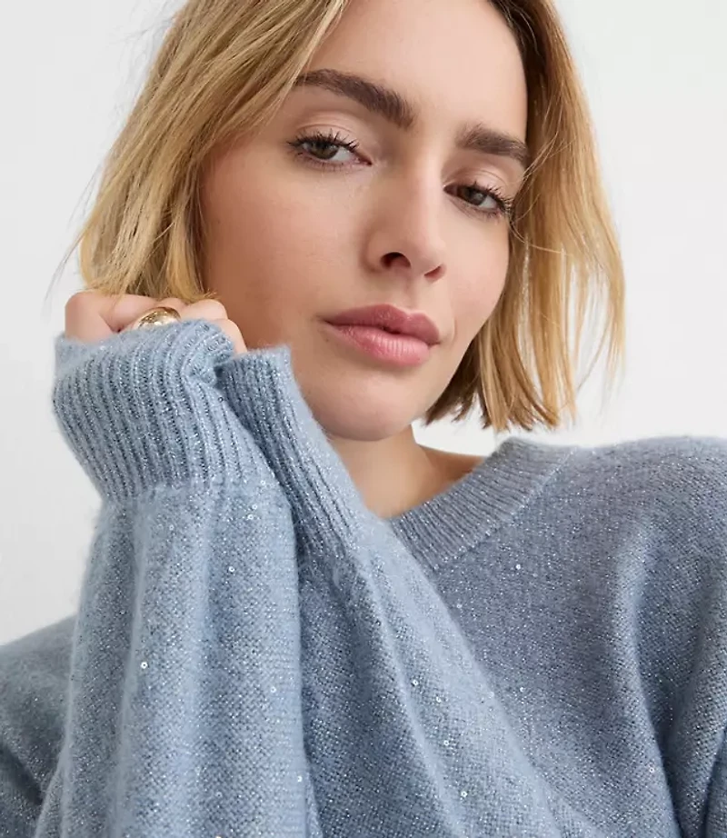 Floral Sequin Blouson Sweater