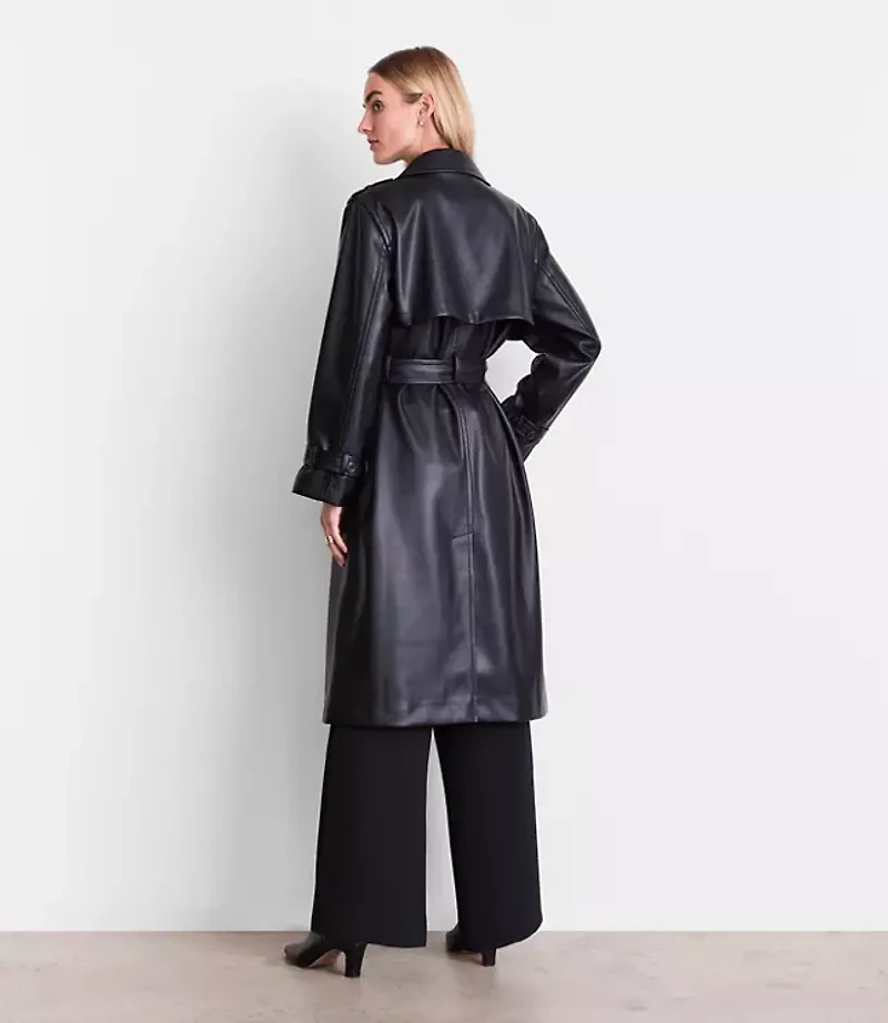 Petite LOFT Versa Faux Leather Trench Coat