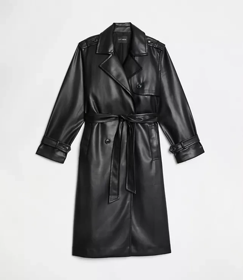 Petite LOFT Versa Faux Leather Trench Coat