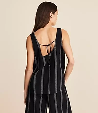 Lou & Grey Striped Linen Cotton Tie Back Tank Top