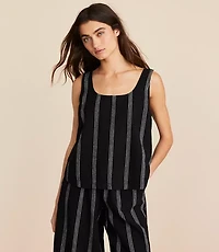 Lou & Grey Striped Linen Cotton Tie Back Tank Top