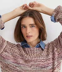 Petite Spacedye Ribtrim Boatneck Sweater