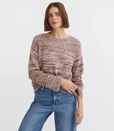 Petite Spacedye Ribtrim Boatneck Sweater