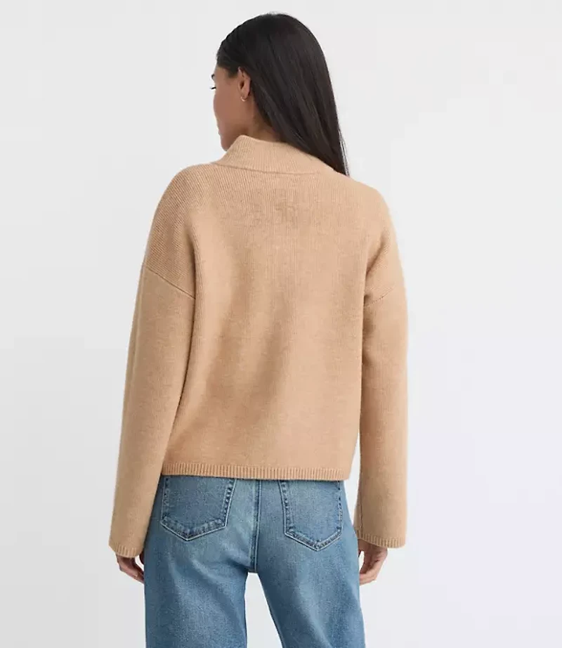Petite Ribbed Mock Neck Sweater Jacket
