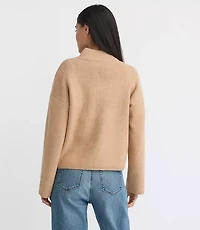 Petite Ribbed Mock Neck Sweater Jacket