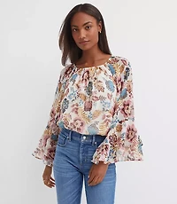Petite Garden Tiered Ruffle Sleeve Blouse