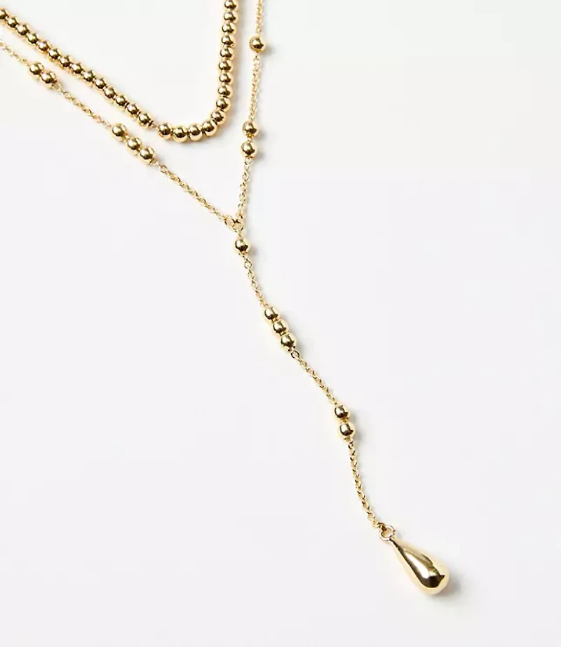 Metal Ball Layered Y Necklace Set