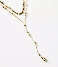 Metal Ball Layered Y Necklace Set