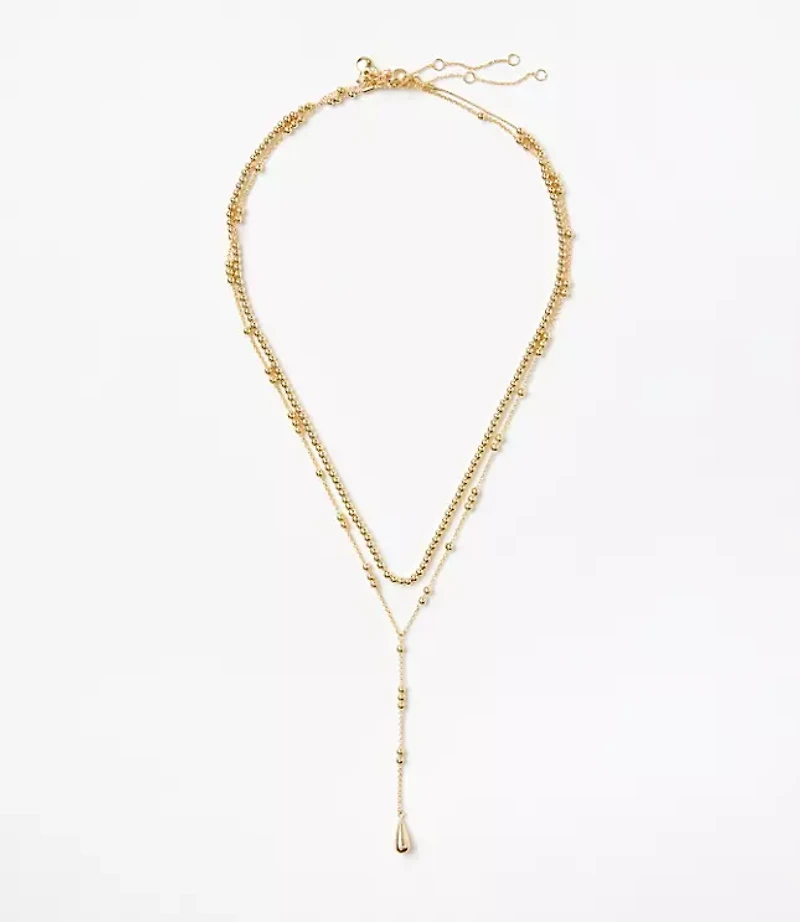 Metal Ball Layered Y Necklace Set