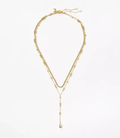 Metal Ball Layered Y Necklace Set