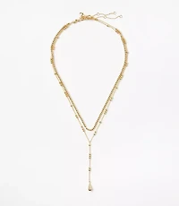 Metal Ball Layered Y Necklace Set