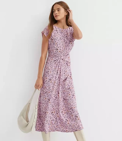 Petite Floral Knotted Midi Dress