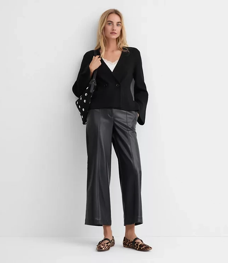 Petite Ribbed Double Button Sweater Jacket