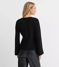 Petite Ribbed Double Button Sweater Jacket