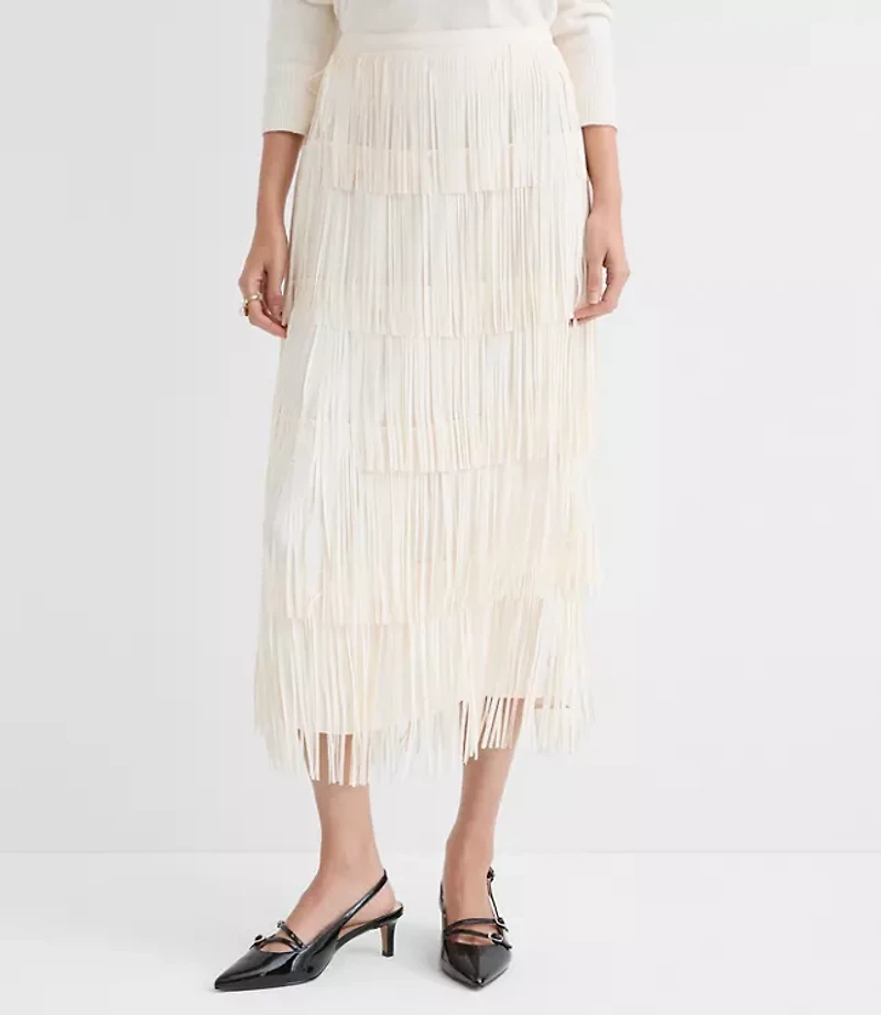 Petite Fringe Midi Skirt