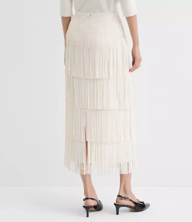 Petite Fringe Midi Skirt