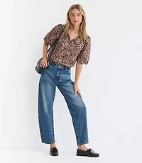 Leopard Print Poplin Bow Top
