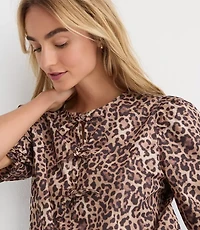 Leopard Print Poplin Bow Top