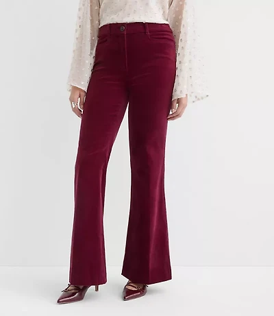 Curvy Slim Flare Pants Stretch Velvet