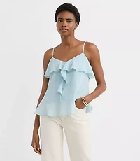 Textured Tie Back Ruffle Strappy Cami