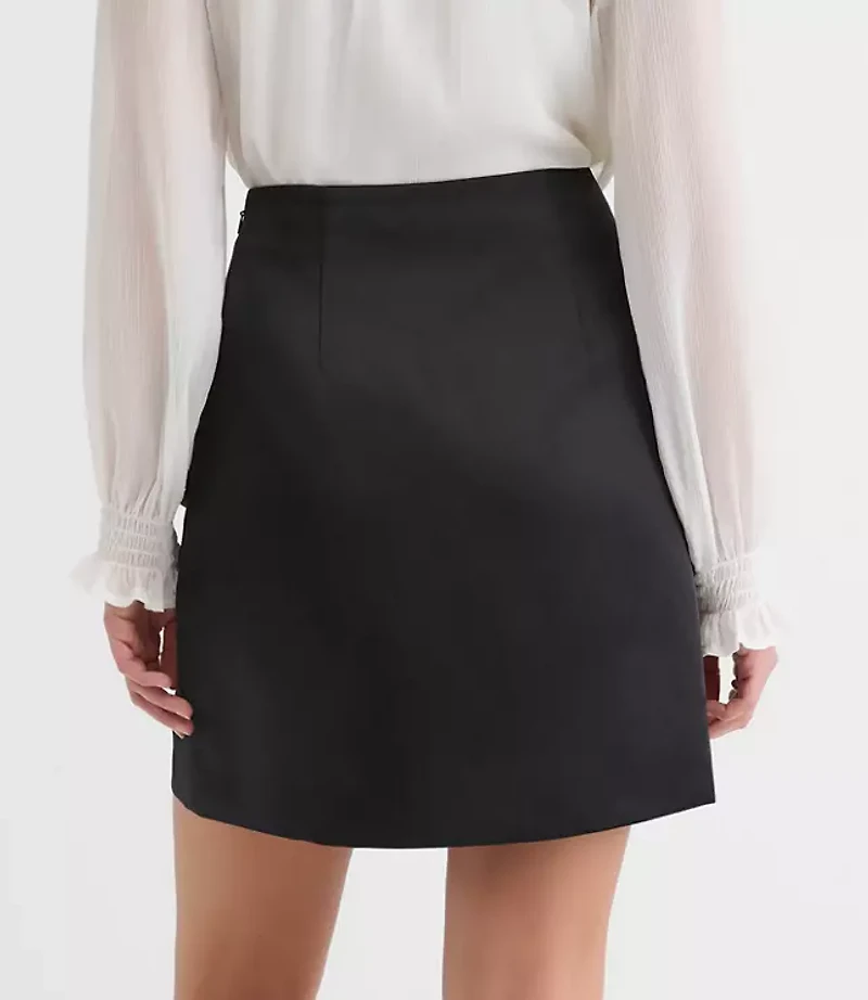 Petite Satin Bow Mini Skirt