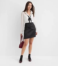 Petite Satin Bow Mini Skirt