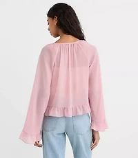 Ruffle Tie Neck Blouse
