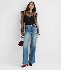 Petite Velvet Dot Tulle Floral Cami Blouse