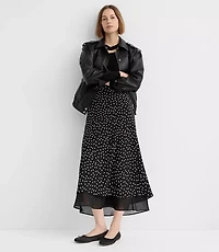 Dotted Layered Column Midi Skirt