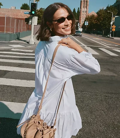 Poplin Bubble Hem Mini Pocket Shirtdress