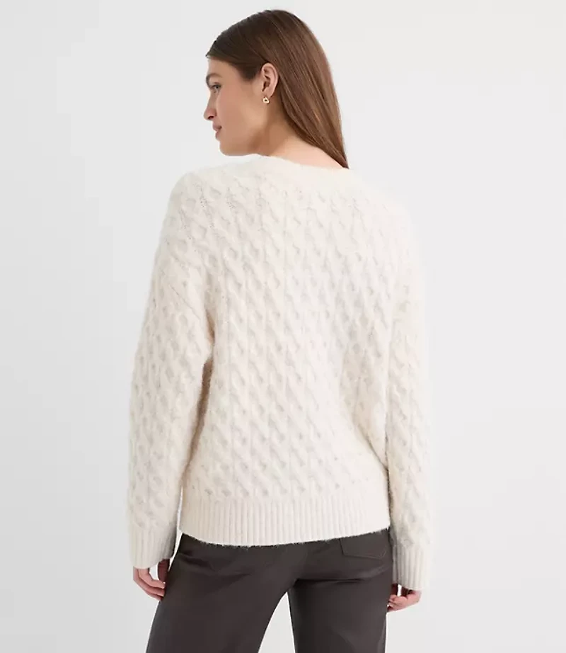 Petite Fuzzy Cable Sweater